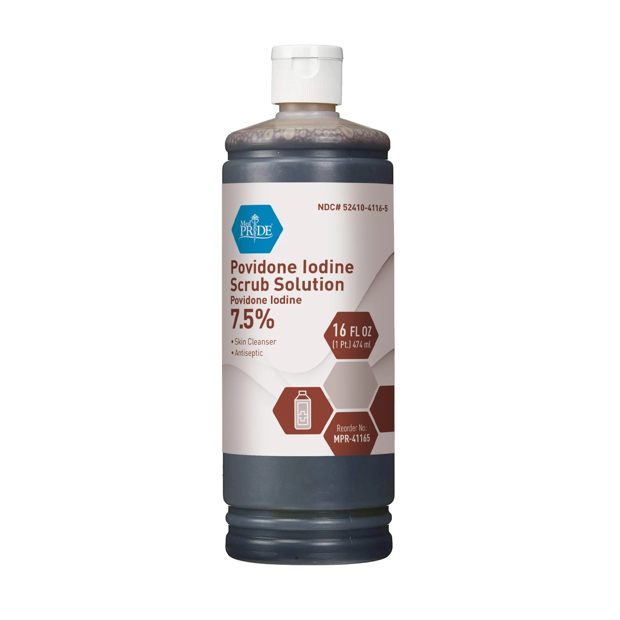 MedPride Povidone Iodine Prep Solution - 16oz. - Case of 24