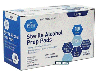 MedPride Sterile Alcohol Prep Pads - Large- 100 pads, Case of 10 ( 1000 count)