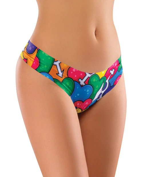 Mememe Pride Hearts Printed Thong