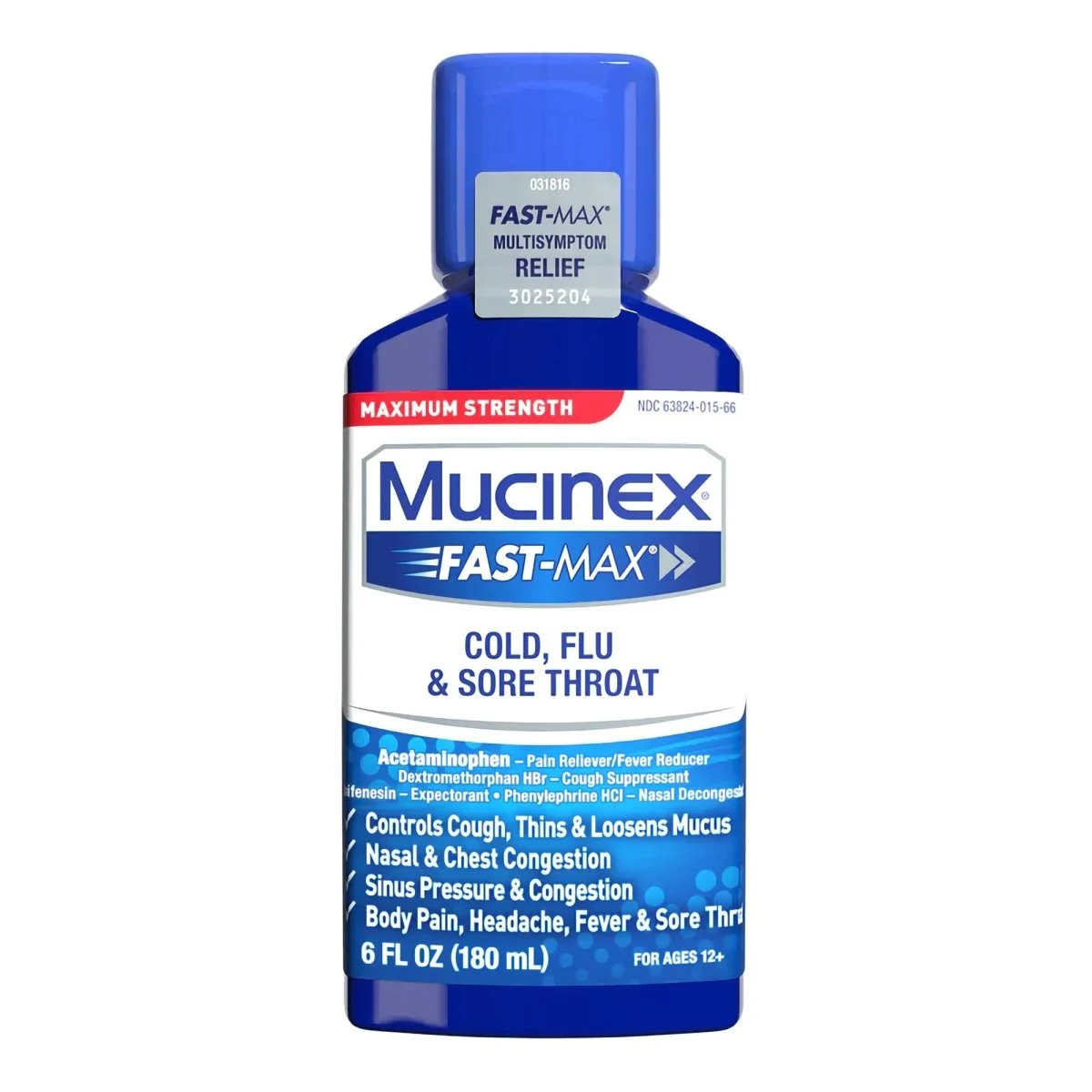 Mucinex Fast Max Cold Flu And Sore Throat Liquid 6oz. Bottle