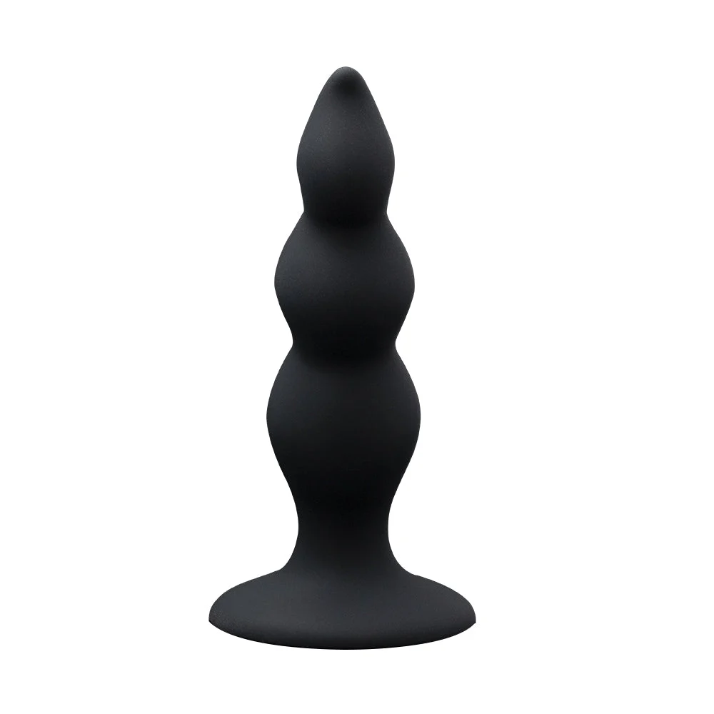 Nathan Beaded Black Anal Dildo Massager with Suction Cup Base