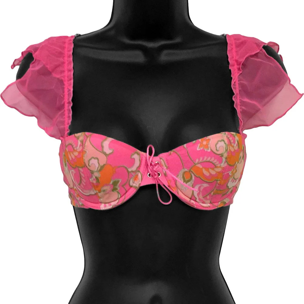 Necessary Objects Cabana Baby Convertible Underwire Bra, 36C, Retro Print