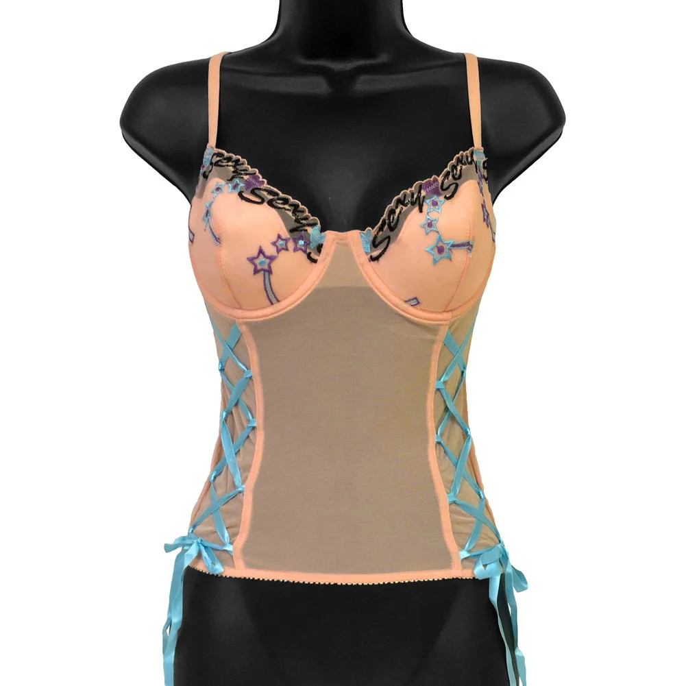 Necessary Objects Sexy Sadie Underwire Padded Cup Corset, 36C, Peach Puff