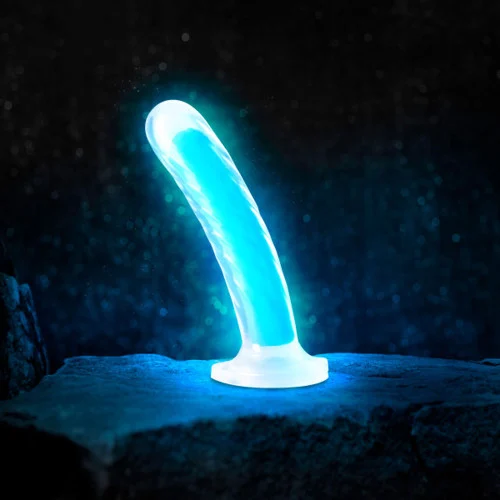 Neo Elite Glow in the Dark Tao Neon Blue Dual Density 7 Inch Dildo