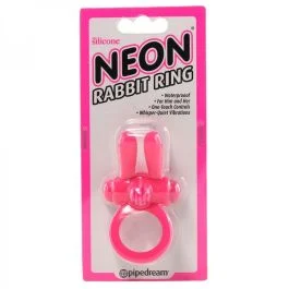 Neon Rabbit Cock Ring Vibrating Pink Silicone Pipedream