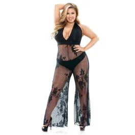 Nicki Stretch Micro Lace Halter Jumpsuit Panty Curve P510