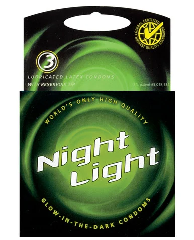 Night Light Glow-In-The-Dark Condoms - 3pk