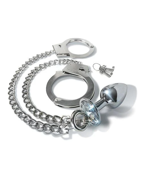 Nixie Silver Metal Butt Plug andCuff Set