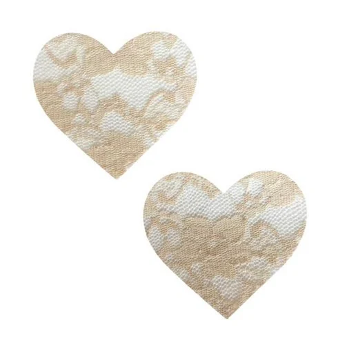 Nude Toffee Lace Heart Pasties