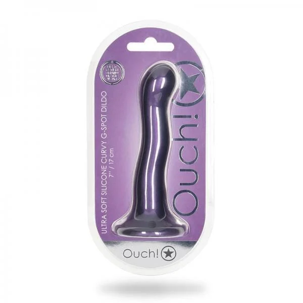 Ouch! 7″ Ultra-Soft Liquid Silicone G-Spot Dildo – Purple