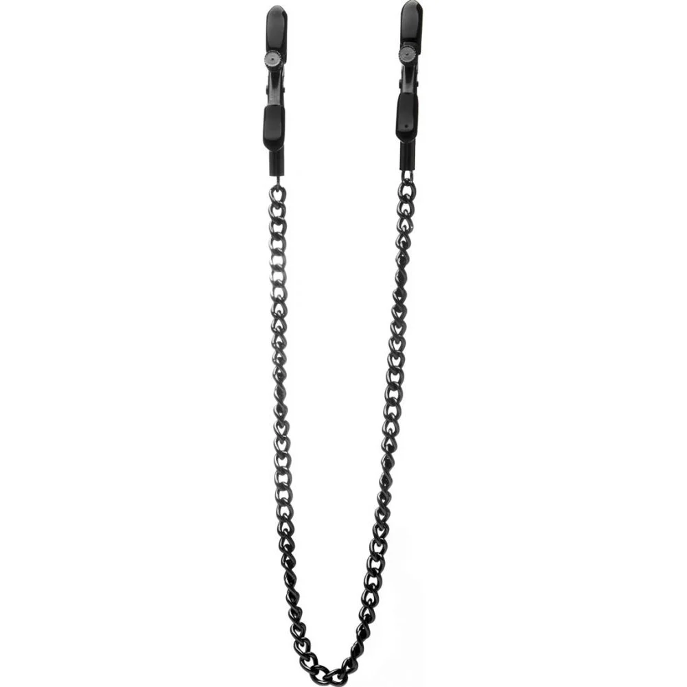 Ouch Adjustable Nipple Clamps with Chain for Naughty Pleasure, 14", Black