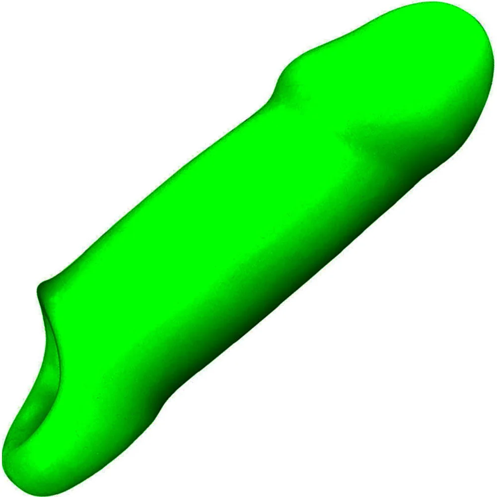 Ouch Glow in the Dark Smooth Thick Stretchy Penis Sleeve, 6.3", Neon Green