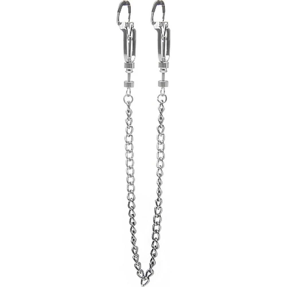 Ouch Helix Nipple Clamps with Chain, 13", Silver
