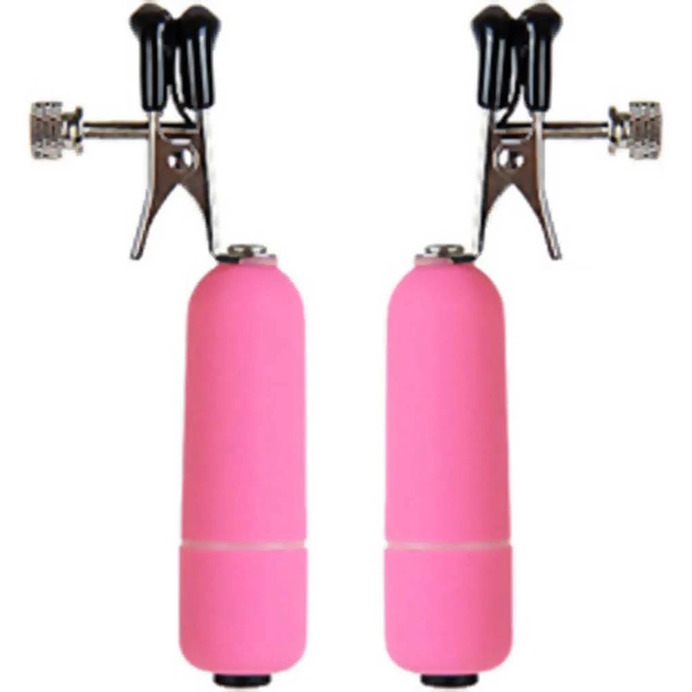 Ouch Nipple Clamps with Vibrating Bullets for Him and Her, Pink