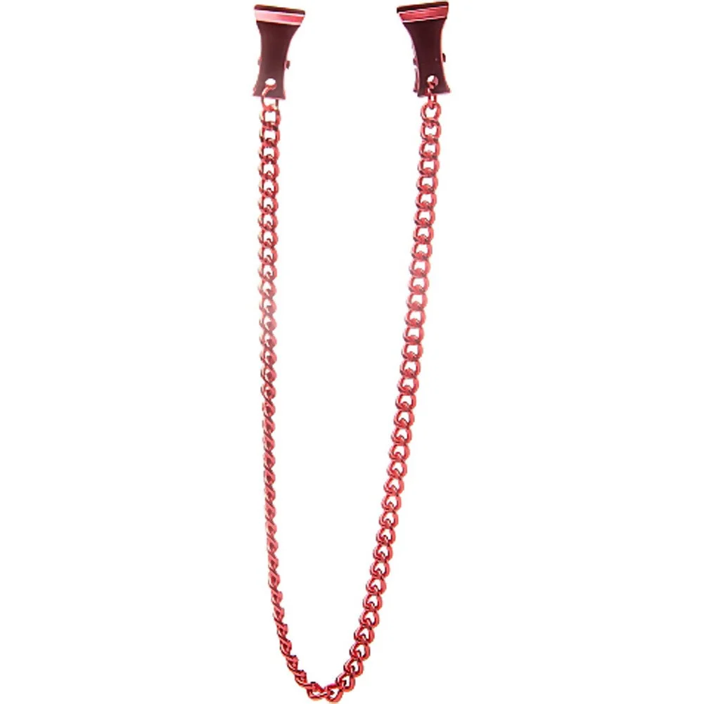 Ouch Pinch Nipple Clamps with Chain, 13.75", Red