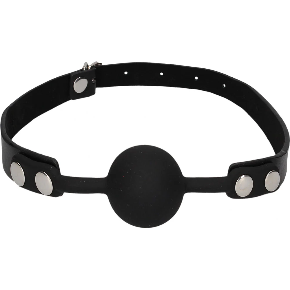 Ouch! Silicone Ball Gag with Adjustable Bonded Leather Straps - Black
