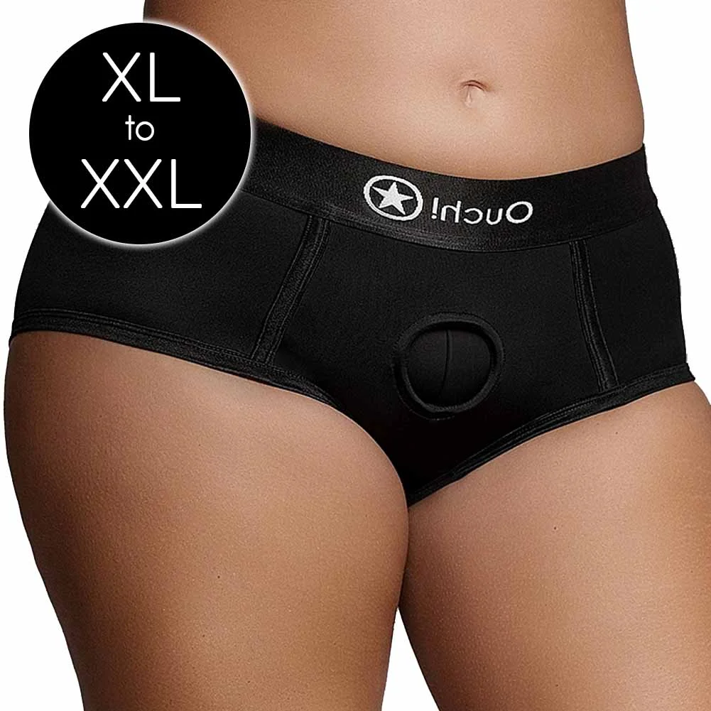Ouch Vibrating Strap-on Brief Style Harness, XL/XXL, Black