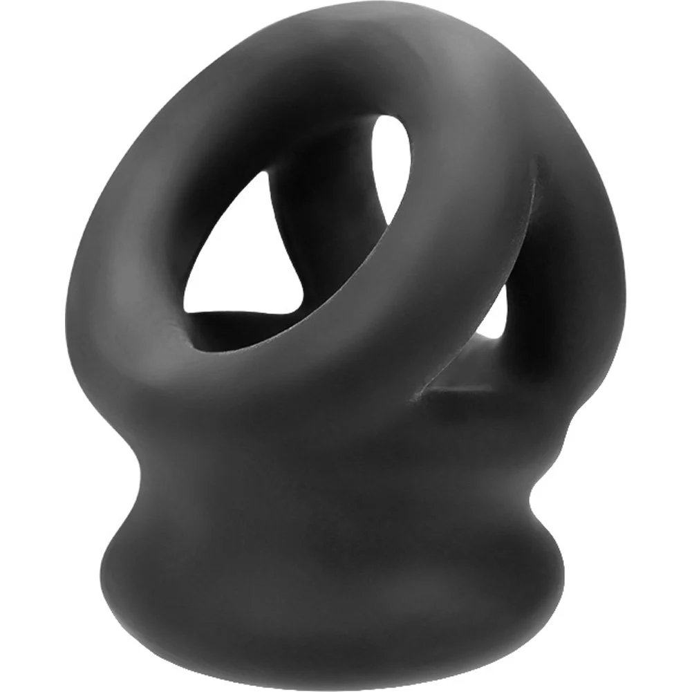 OxBalls Tri-Squeeze Cocksling and Ballstretcher, 2.5", Black