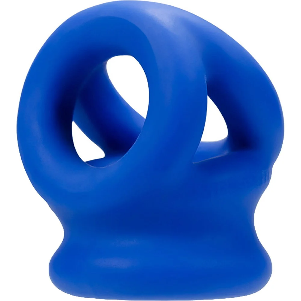 OxBalls Tri-Squeeze Cocksling and Ballstretcher, 2.5", Cobalt Ice