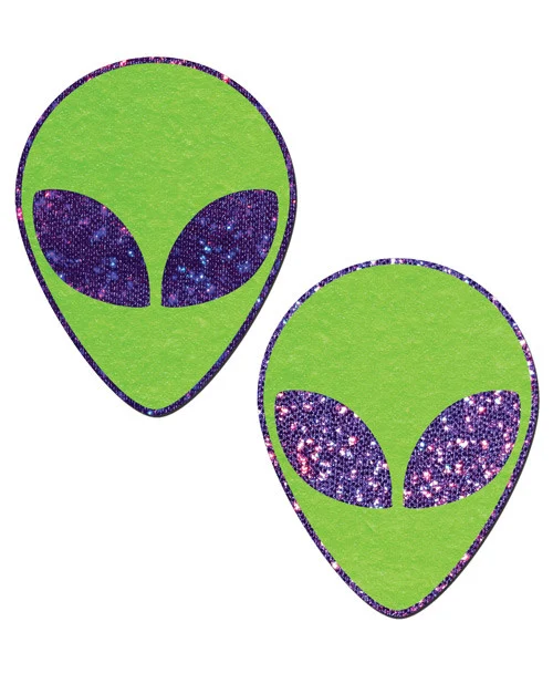 Pastease Glow In The Dark Green Alien Purple Eyes Nipple Pasties