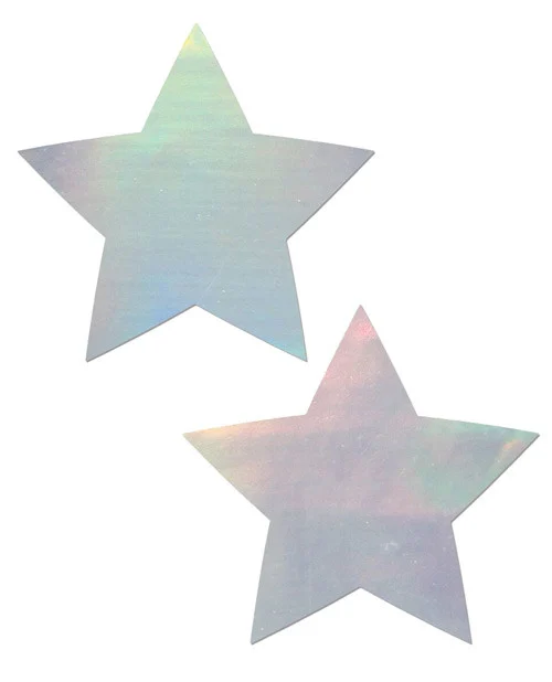 Pastease Holographic Silver Stars Nipple Pasties