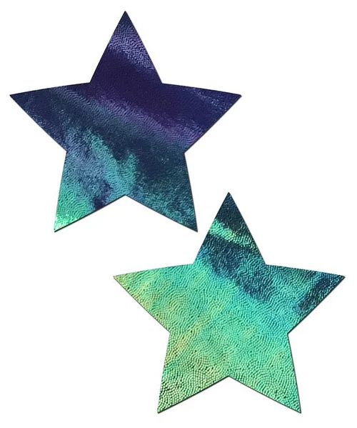 Pastease Liquid Black Opal Stars Faux Leather Nipple Pasties