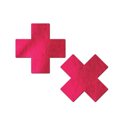Pastease Liquid Red Cross Faux Leather Nipple Pasties