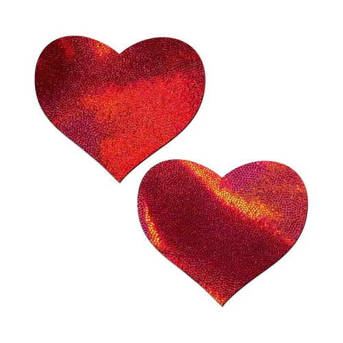 Pastease Liquid Red Hearts Faux Leather Nipple Pasties