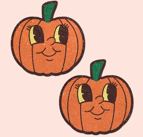 Pastease Orange Pumpkin Cutie Pie Face Nipple Pasties