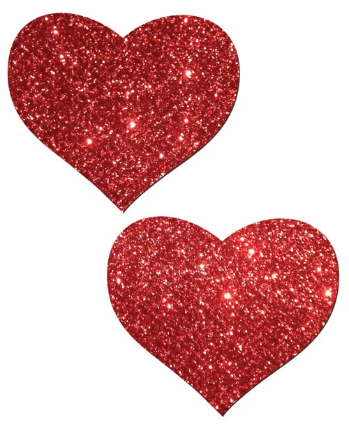 Pastease Red Glitter Heart Nipple Pasties