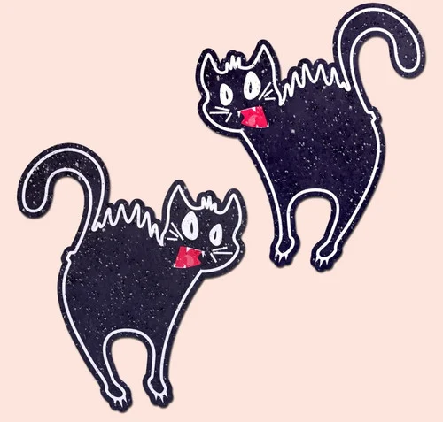 Pastease Scaredy Black Cat Hissing Kitty Nipple Pasties