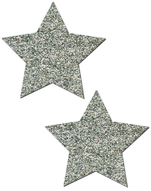 Pastease Silver Glitter Stars Nipple Pasties