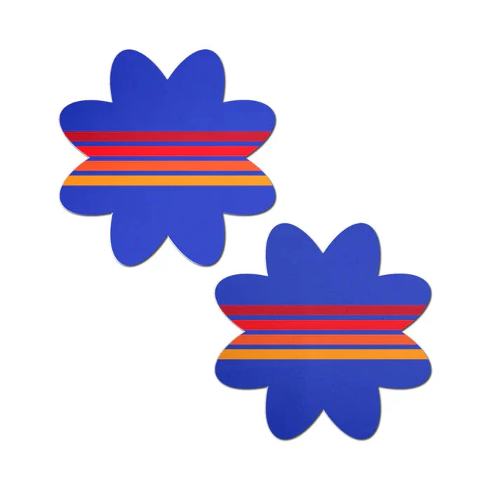Pastease Vibrant Retro Stripes on Blue Petal Breast Pasties