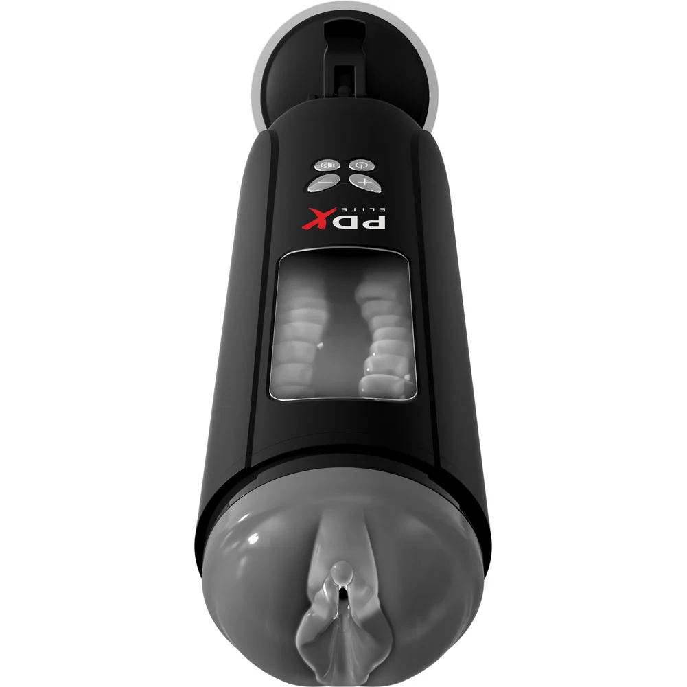 PDX Elite Ultimate Milker Moaning Stroker, 10.5", Clear/Black
