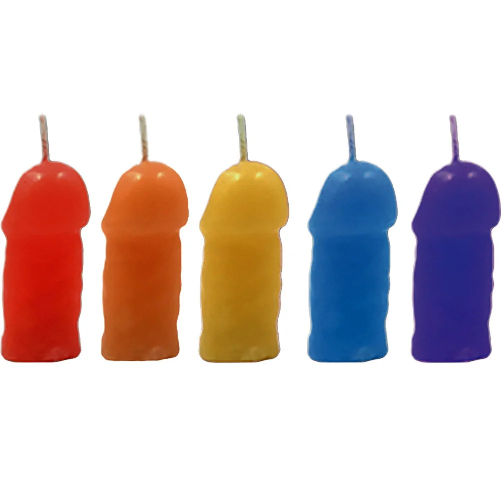 Pecker Party Candles 5 Piece Pack, 2.5", Rainbow