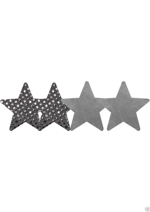 Peekaboo Dark Angel Silver Stars Pasties