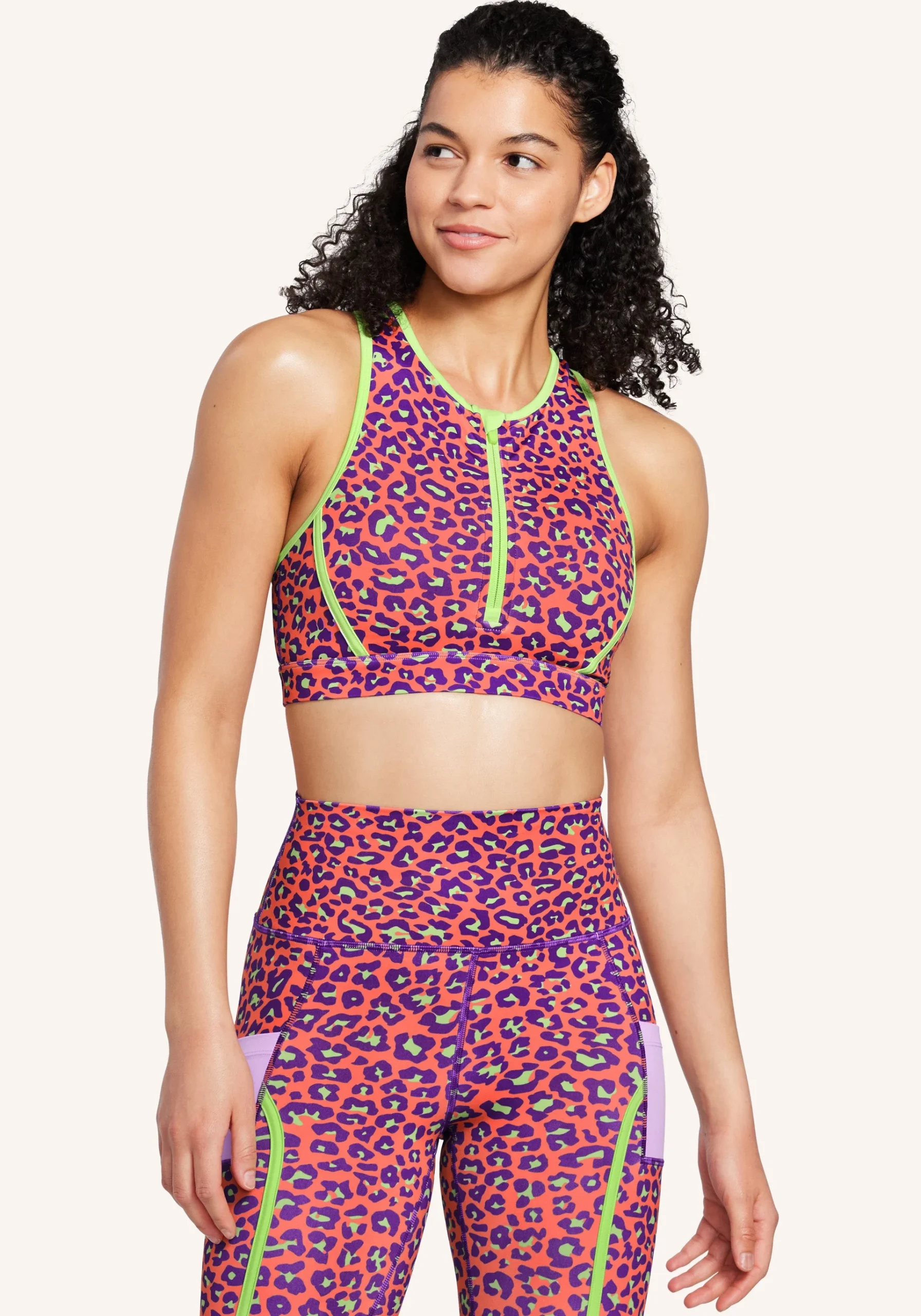 Peloton x Brittany Allen Leopard Zipper Bra