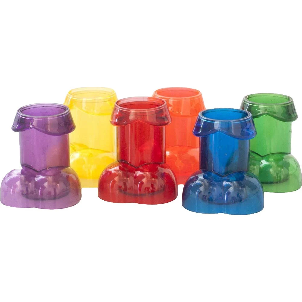 Penis Shaped Rainbow Shot Glasses Pack of 6