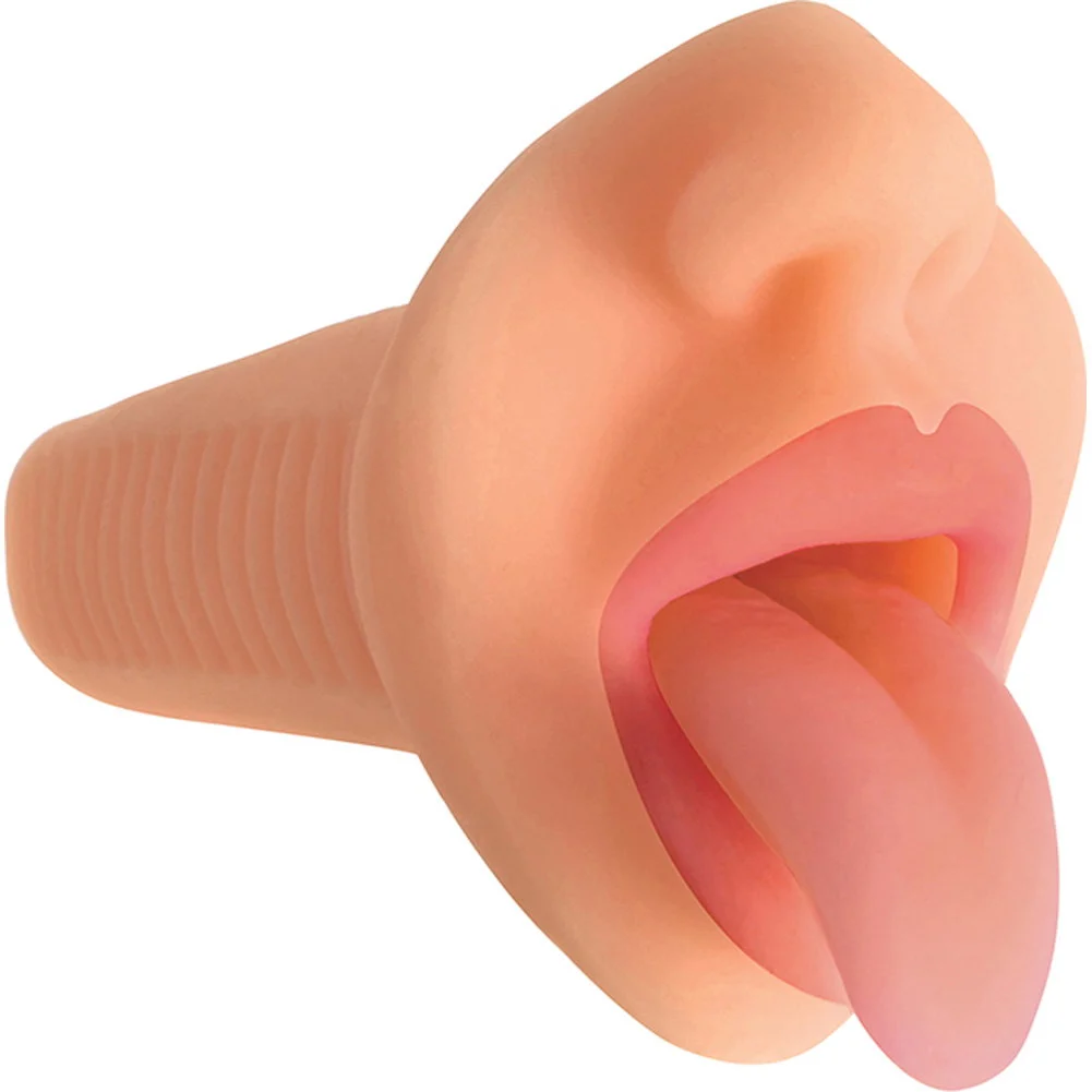 Perfect Suck Mistress Courtney Deep Throat Vibrating Mouth Stroker, Vanilla
