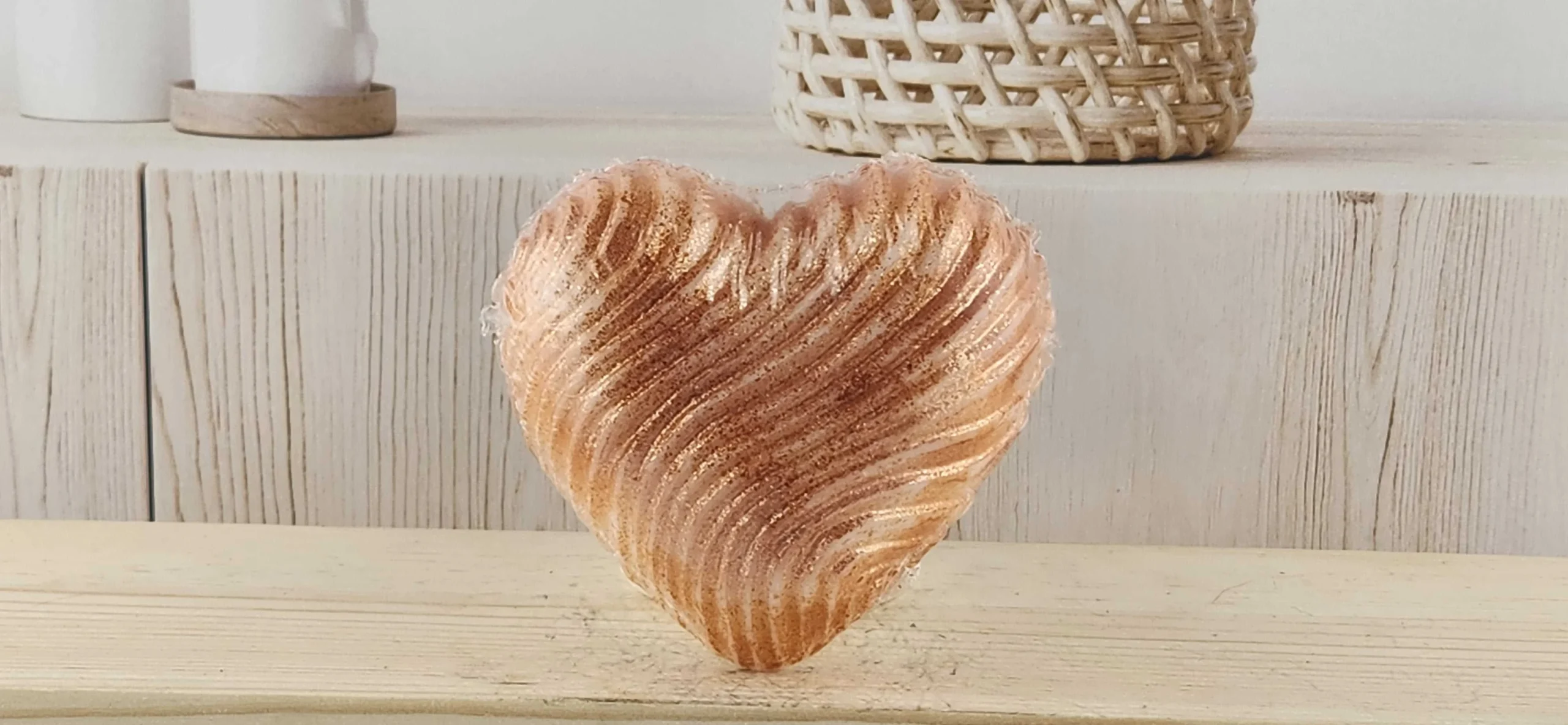 Pink Champagne Textured Heart Soap - with and without color glitter