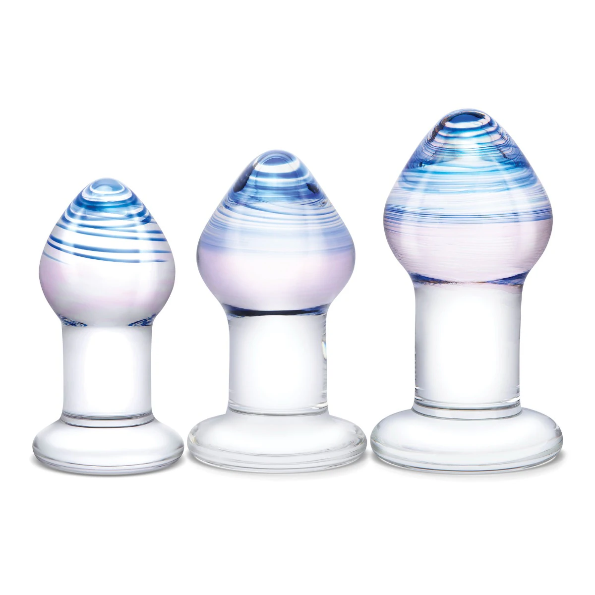 pleasure droplets 3 piece glass anal training kit