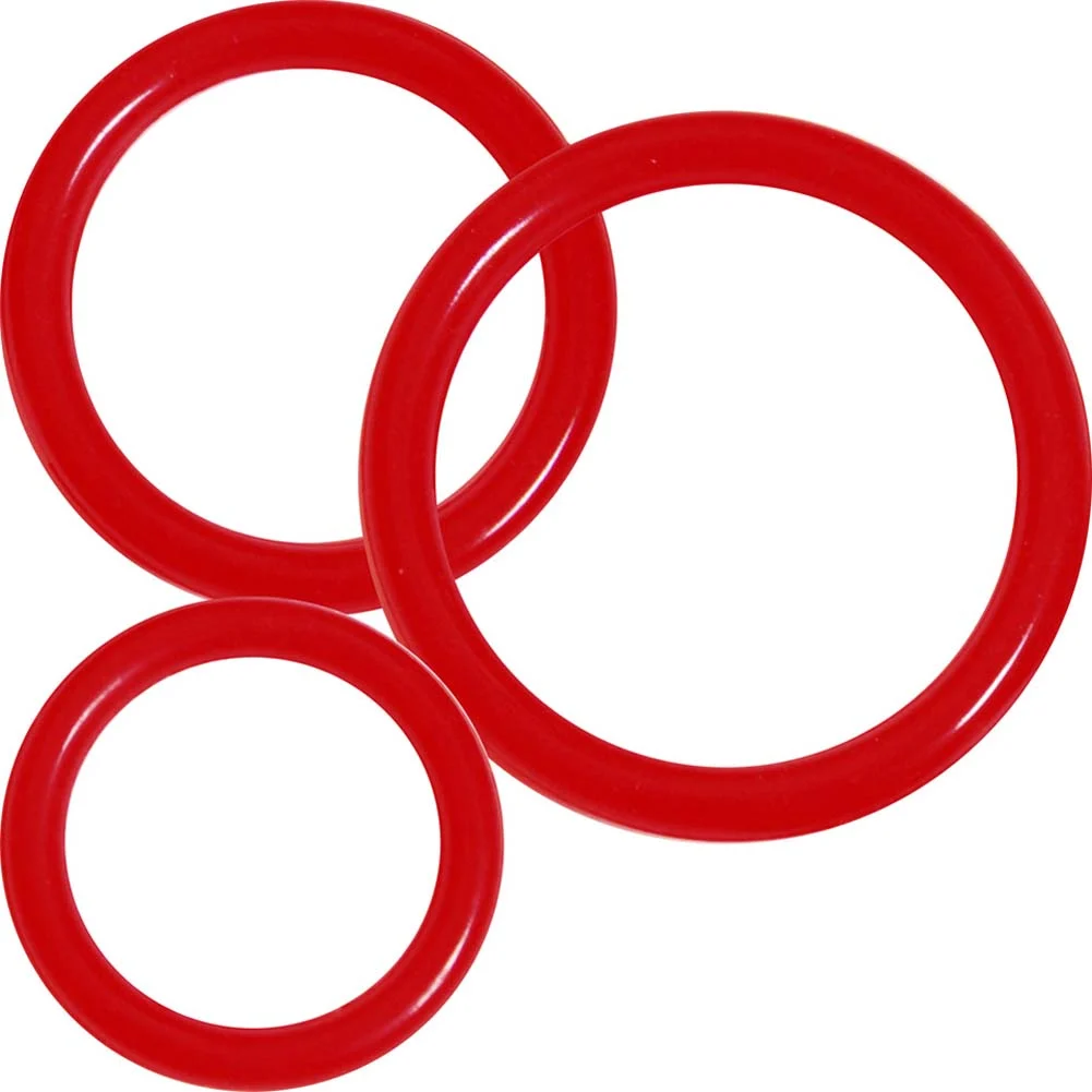 Premium Silicone Erection Control Ring Set, Red