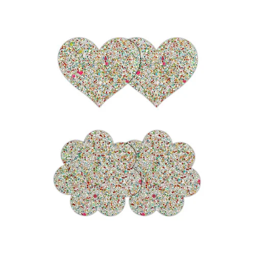 Pretty Pasties 2 Pair Glow In The Dark Heart and Flower Nipple Covers