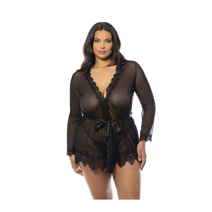 Provence Short Robe - Black (Queen)