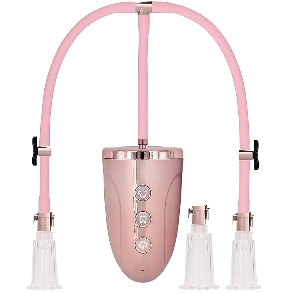 Pumped Automatic Rechargeable Clitoral & Nipple Pump Set, Medium, Pink