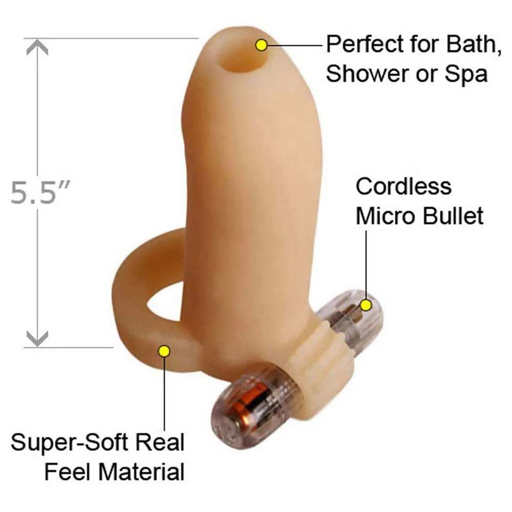 Ready 4 Action Real Feel Vibrating Penis Enhancer, 5.25", Vanilla