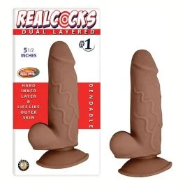 Realcocks Dual Layered Number 1 Brown 5 1/2 inch Dildo