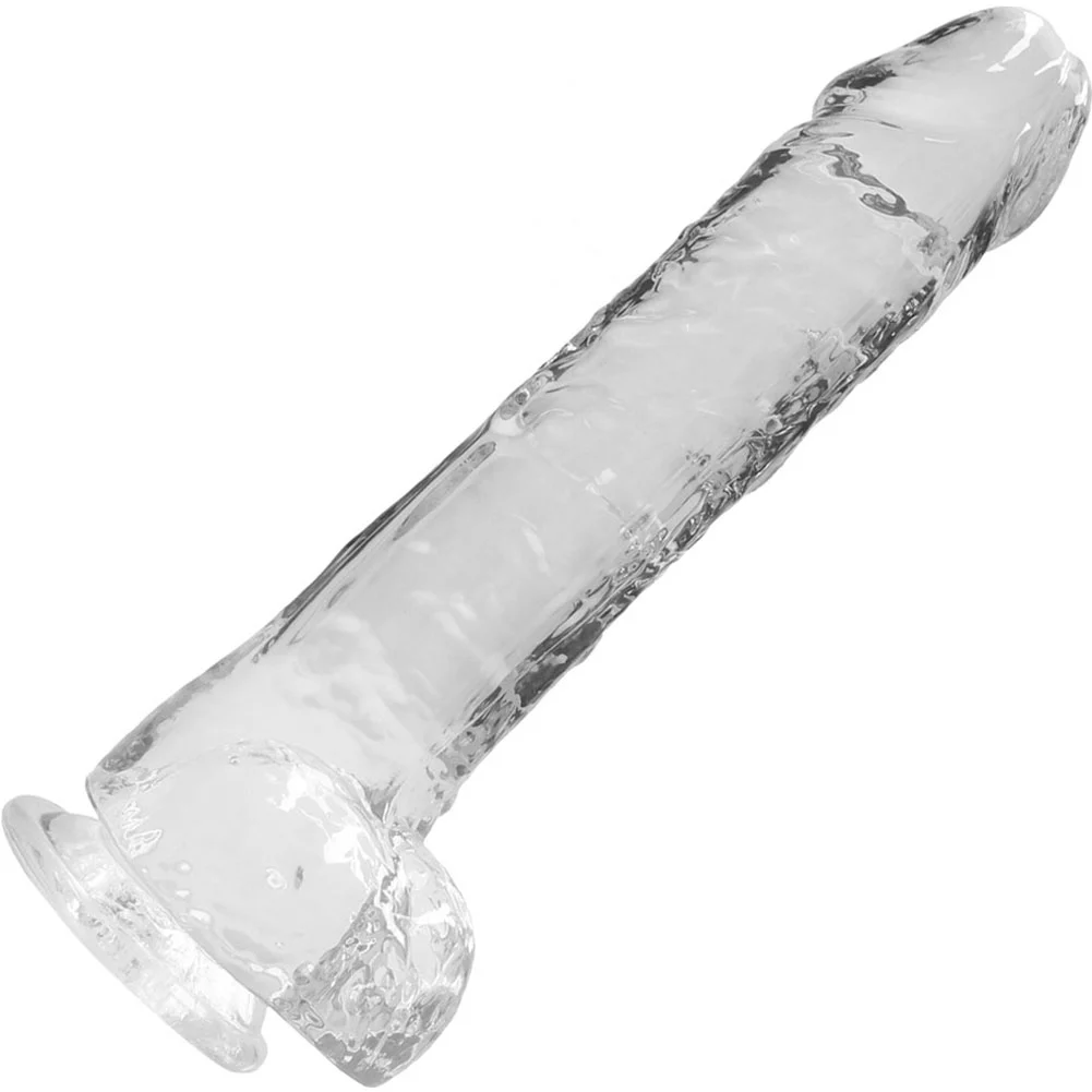 RealRock Crystal Clear Realistic Dildo with Balls, 10", Clear