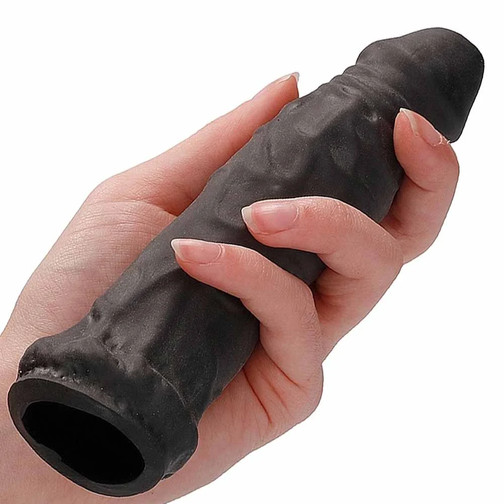 RealRock Penis Extender Sleeve, 6.5", Black