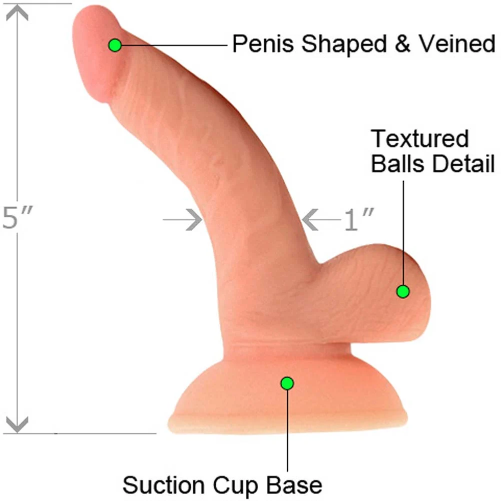 RealSkin All American Mini Whoppers Curved Dong with Balls, 4", Vanilla